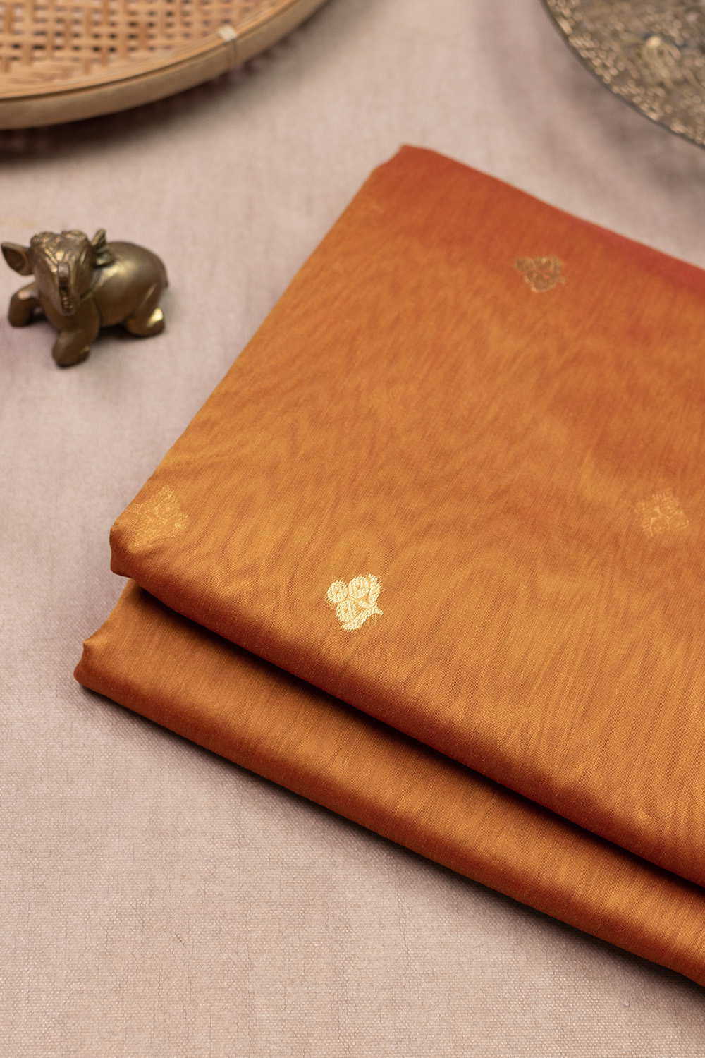 Royal Orange Chanderi Silk Cotton Fabric
