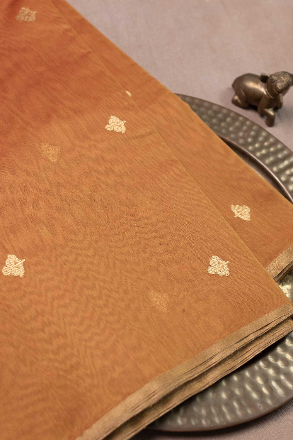 Royal Orange Chanderi Silk Cotton Fabric - Image 4