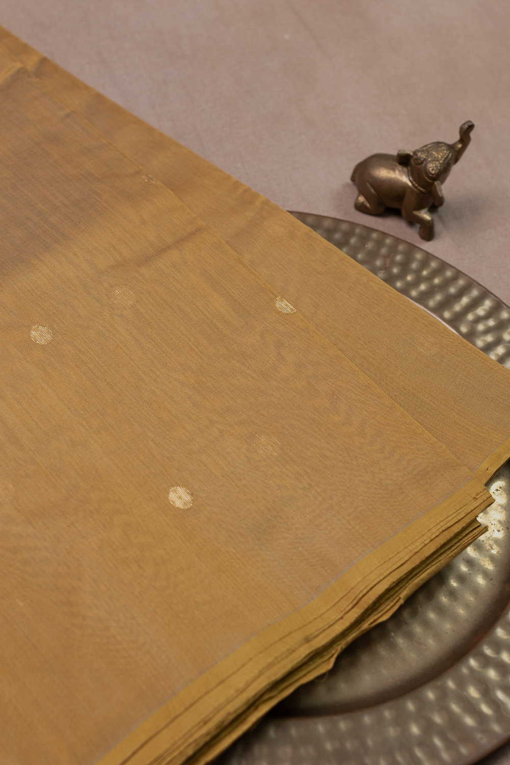 Honey Yellow Chanderi Silk Cotton Fabric - Image 2