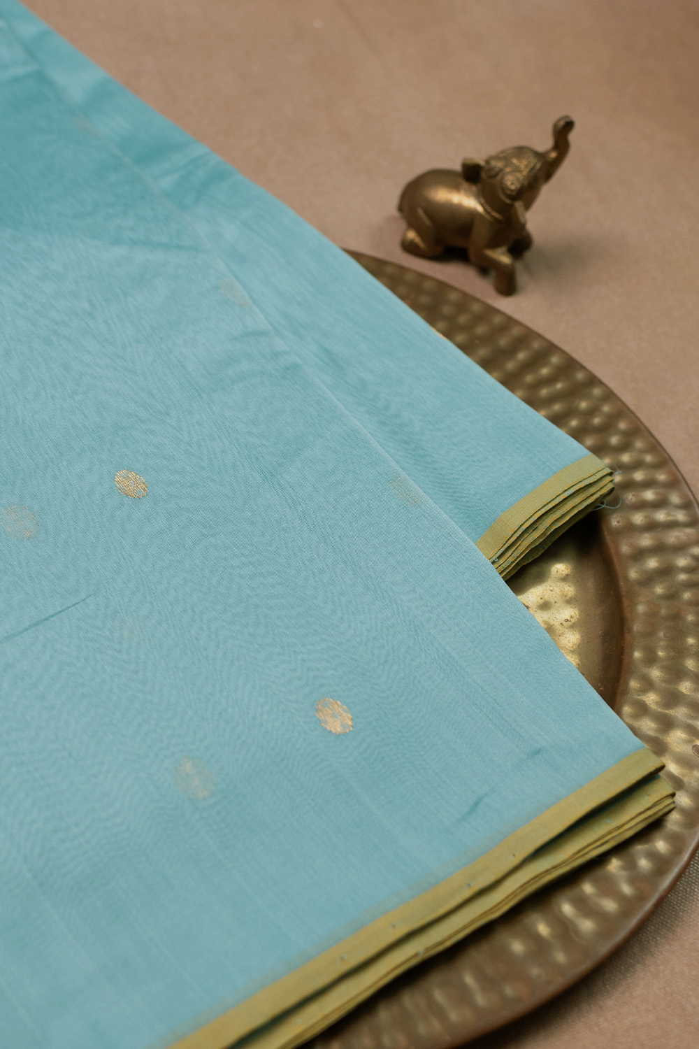 Aqua Blue Chanderi Silk Cotton Fabric - Image 2