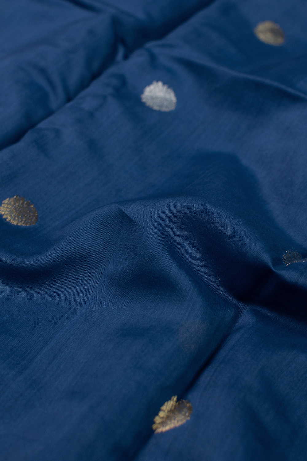 Silver & Gold Zari Butta Chanderi Silk Cotton Fabric - Image 4
