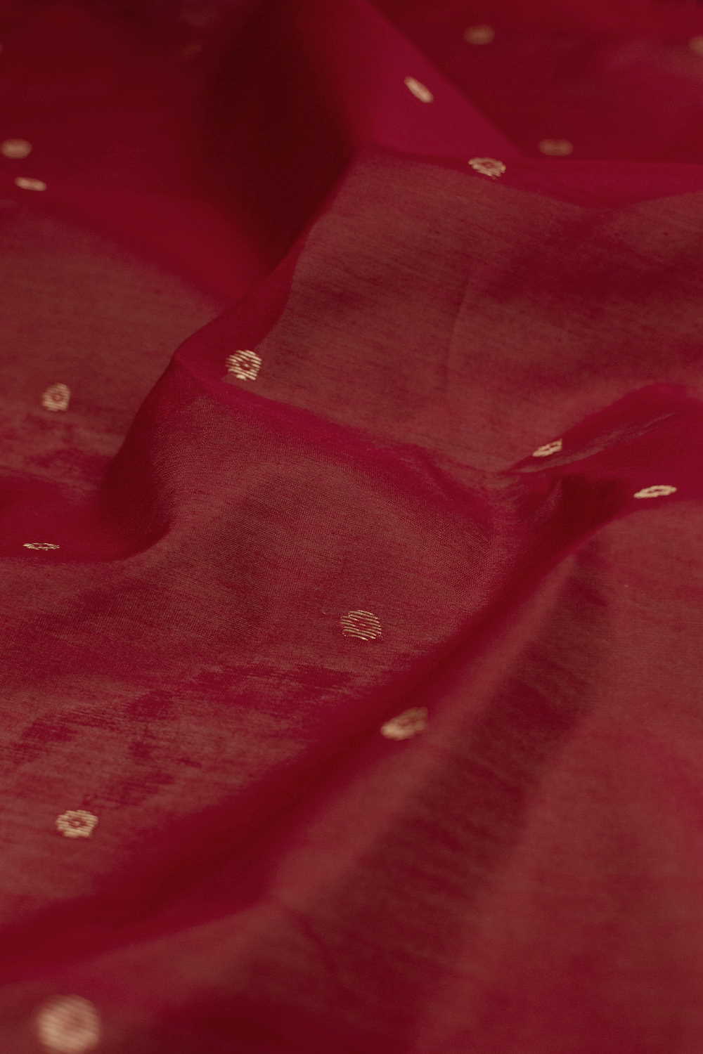 Traditional Red Chanderi Silk Cotton Fabric - Image 2