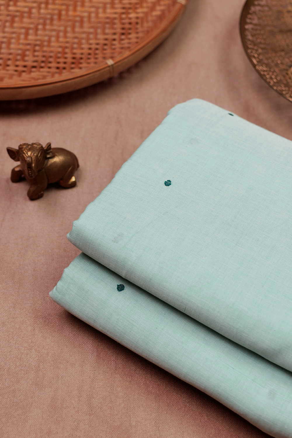 Mild Blue Chanderi Cotton Fabric - Image 3