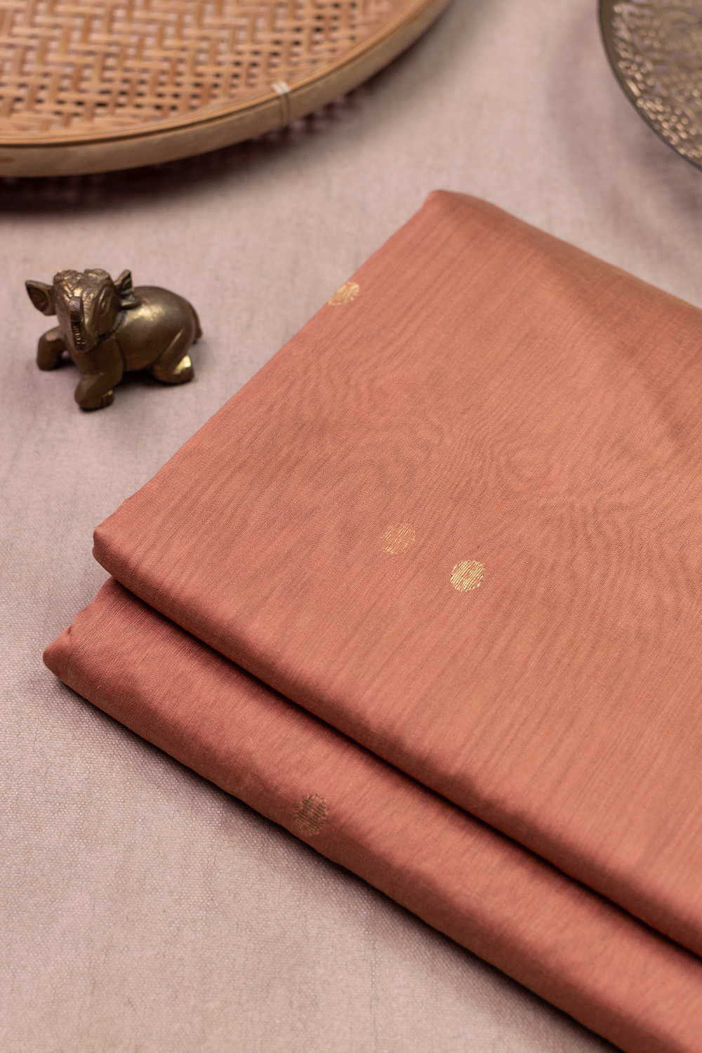 Gold Zari Butti Chanderi Silk Cotton Fabric