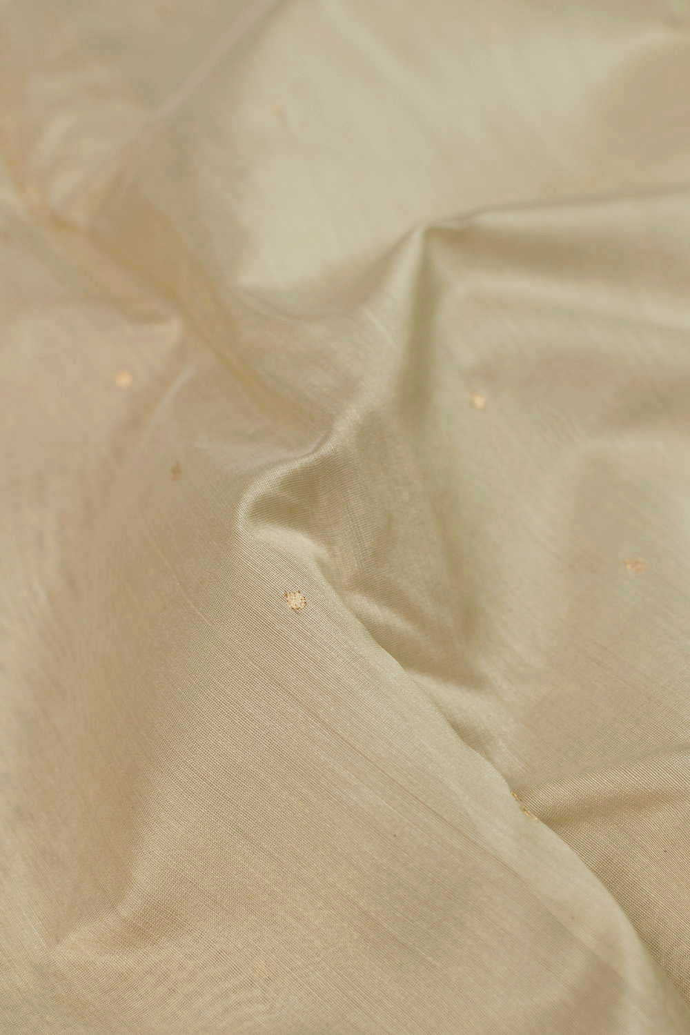 Mild Green with Tiny Zari Butta Chanderi Fabric - Image 4