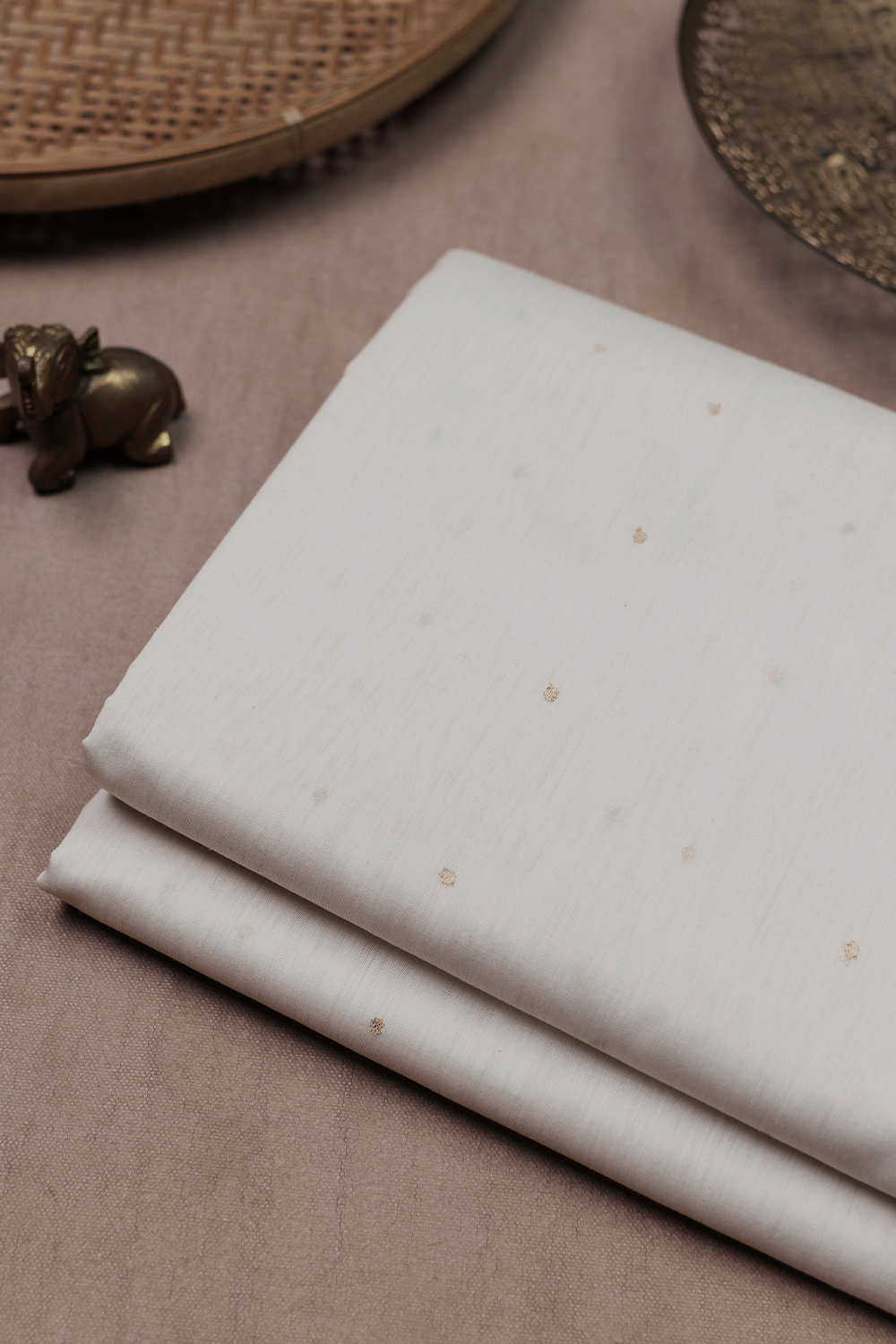 Off-White Chanderi Silk Cotton Fabric - Image 4
