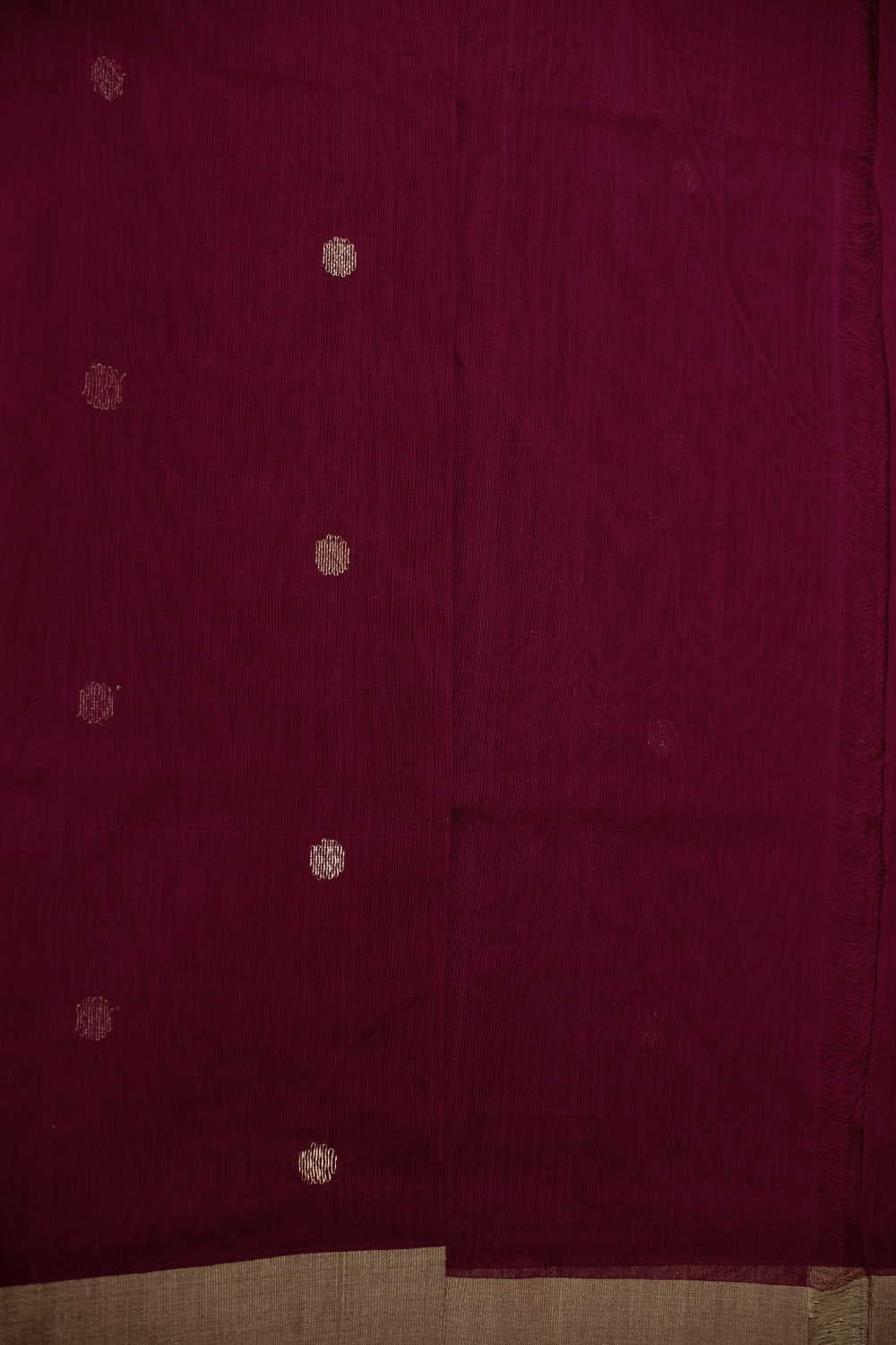Gold Zari Border on Maroon Chanderi Silk cotton Saree - Image 4