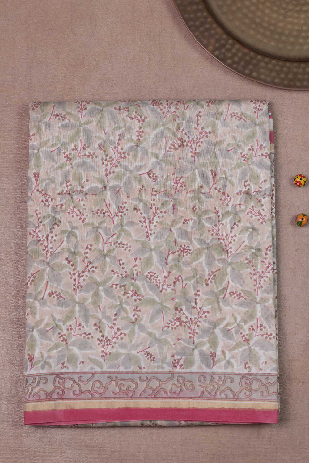Misty Leaf Bloom Chanderi Silk Cotton saree