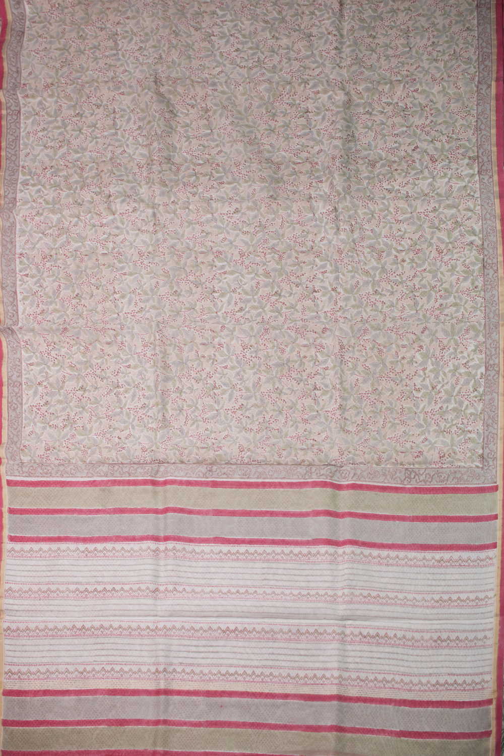 Misty Leaf Bloom Chanderi Silk Cotton saree - Image 2