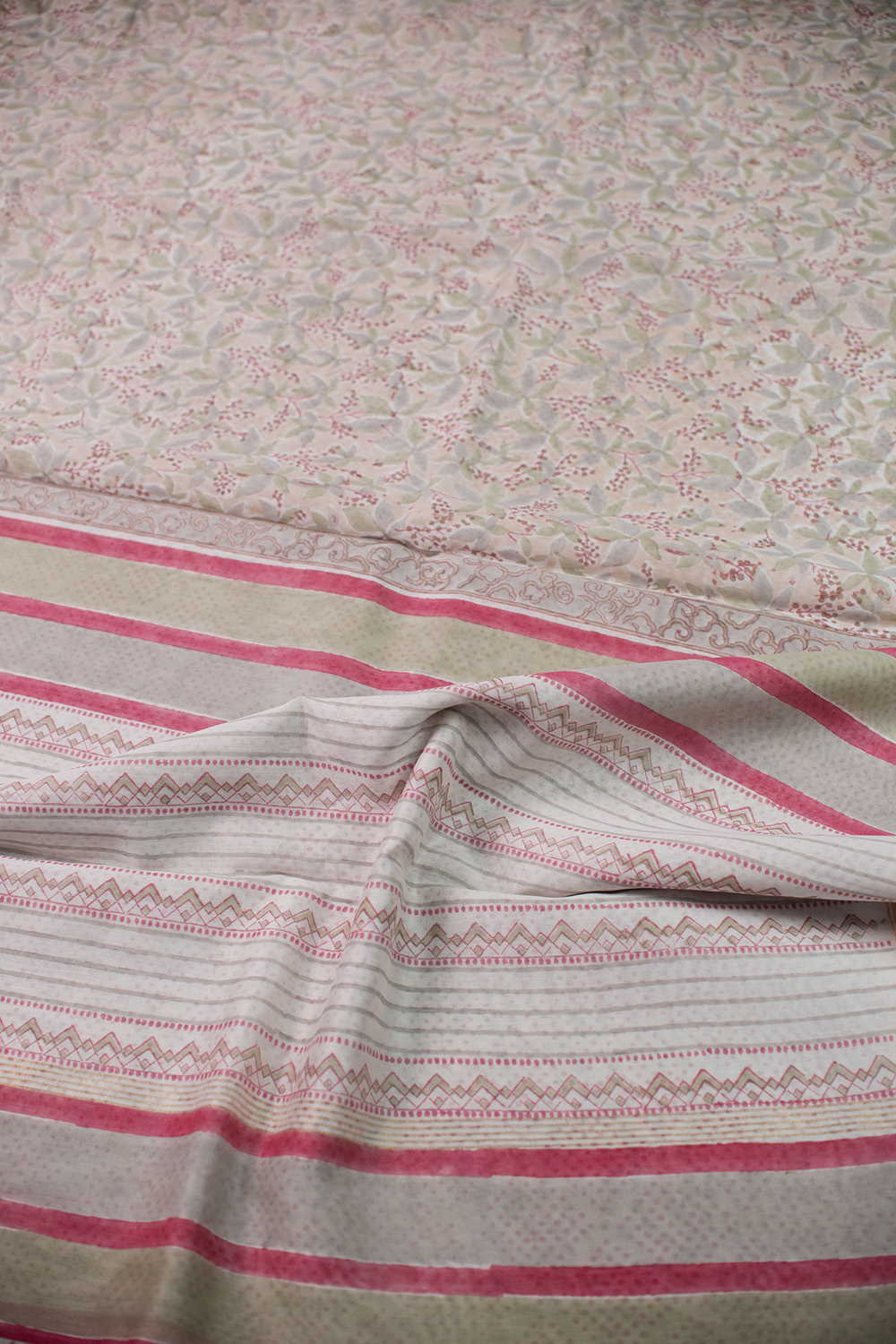 Misty Leaf Bloom Chanderi Silk Cotton saree - Image 3