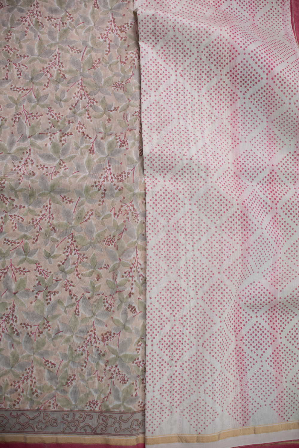 Misty Leaf Bloom Chanderi Silk Cotton saree - Image 4