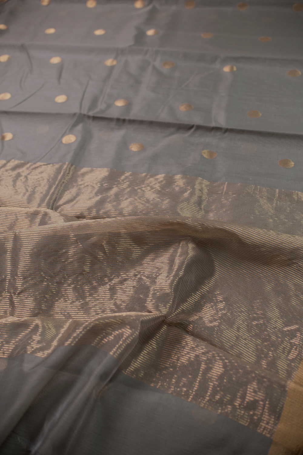 Baby Grey Chanderi Silk Cotton saree - Image 3