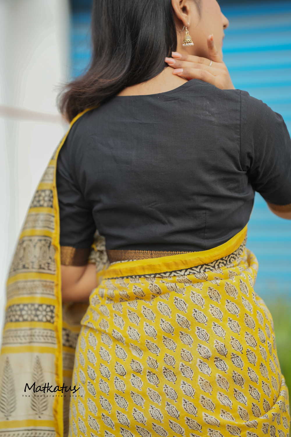 Motifs on Yellow Chanderi Silk Cotton saree - Image 3