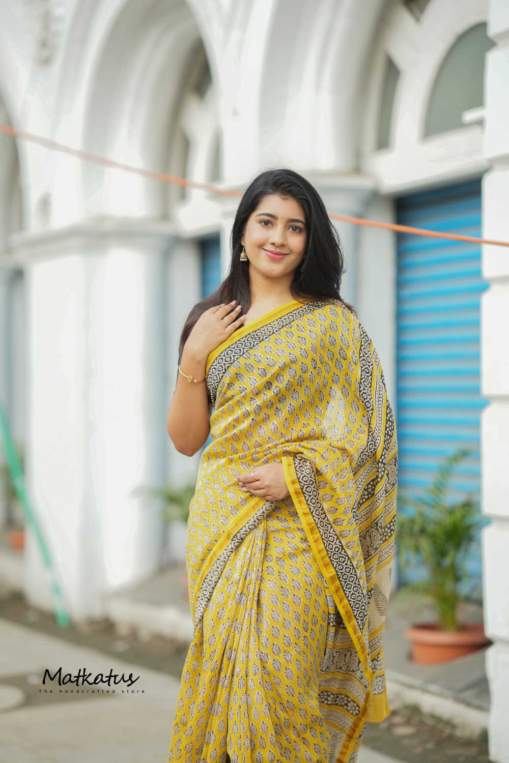 Motifs on Yellow Chanderi Silk Cotton saree - Image 4