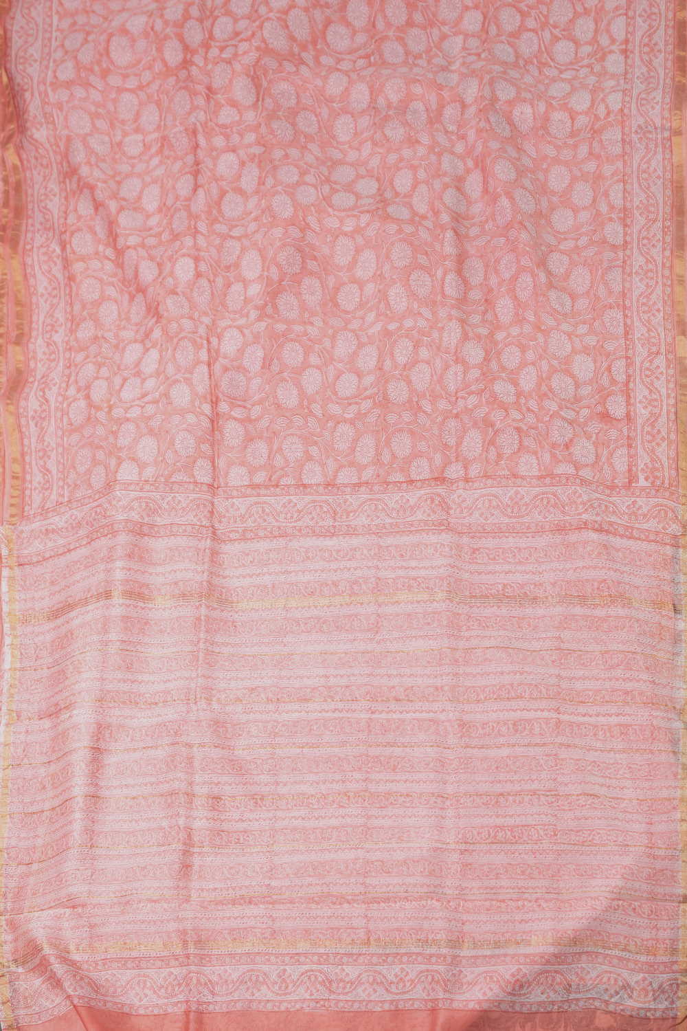 Light Peach Garden Chanderi Silk Cotton saree - Image 2