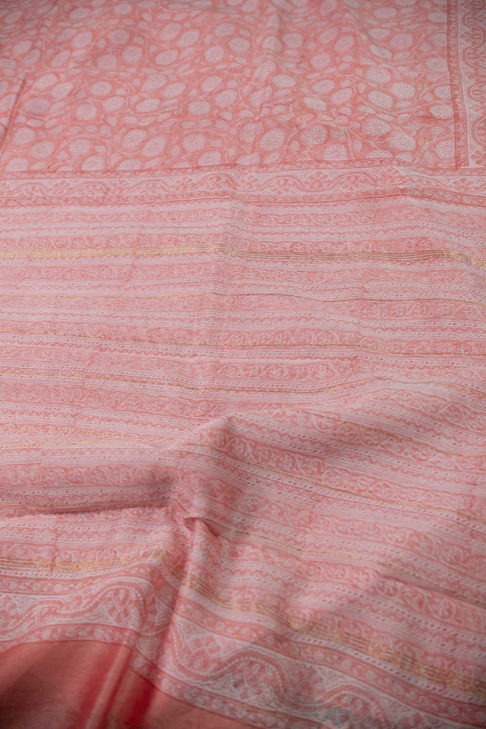 Light Peach Garden Chanderi Silk Cotton saree - Image 3