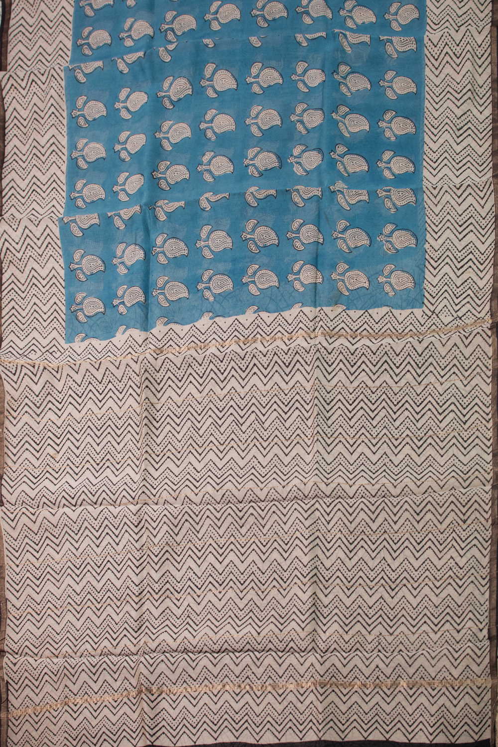 Pailsey Butta - Blue Chanderi Silk Cotton saree - Image 2