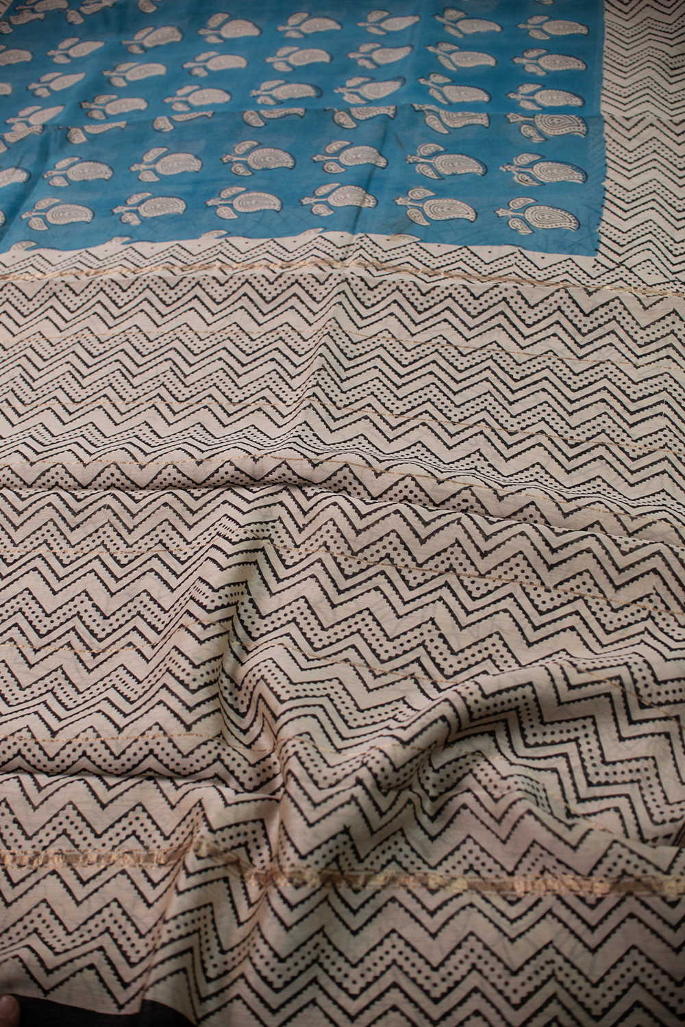 Pailsey Butta - Blue Chanderi Silk Cotton saree - Image 3