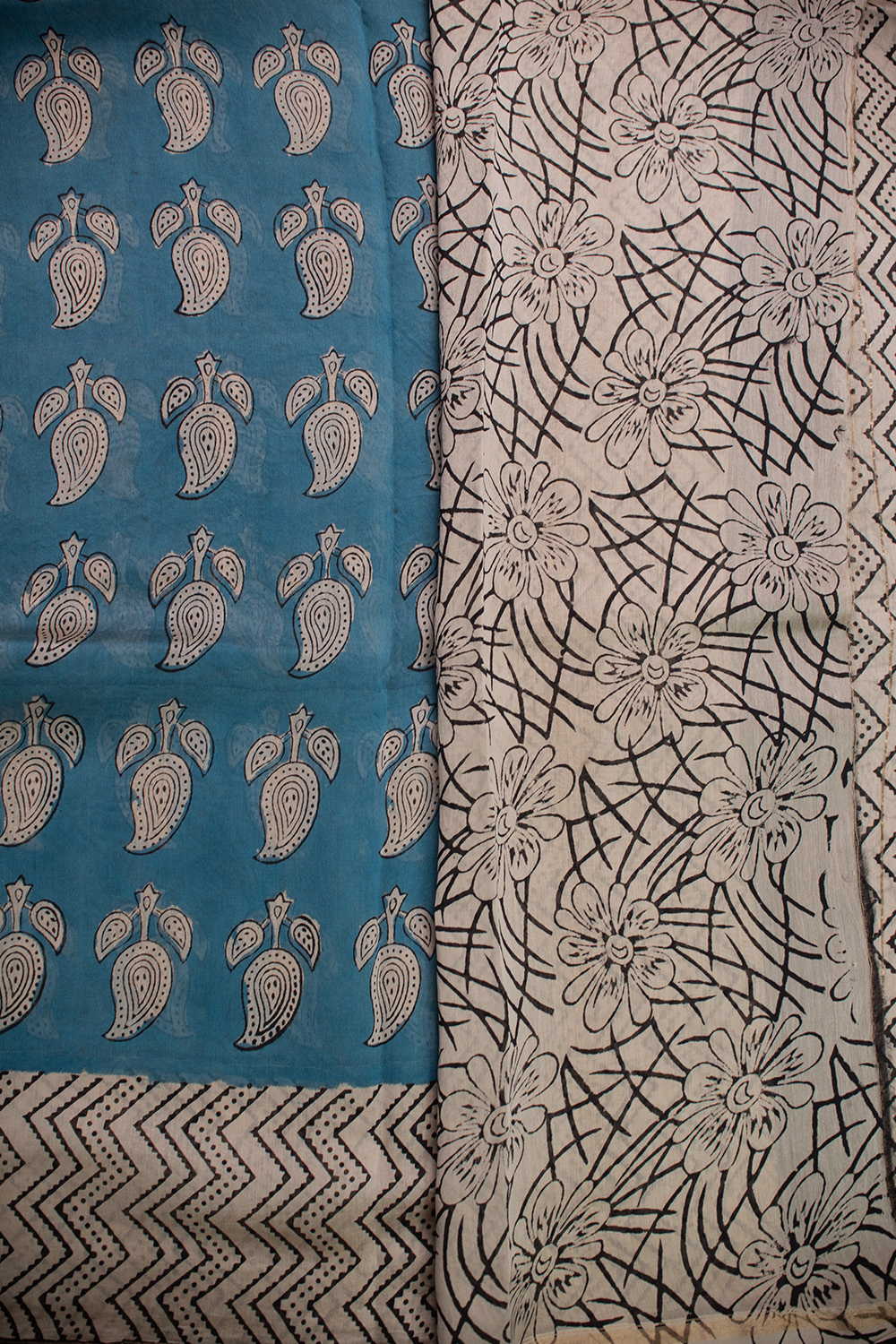 Pailsey Butta - Blue Chanderi Silk Cotton saree - Image 4