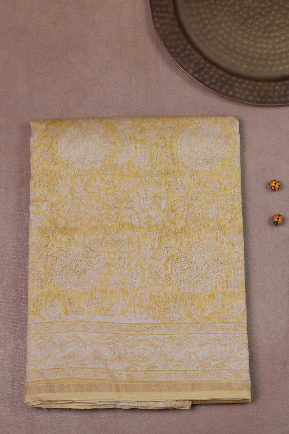 Yellow Garden Chanderi Silk Cotton saree