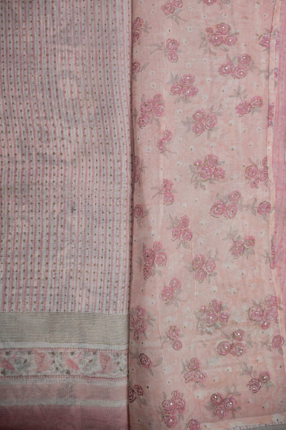Blush Stripe Chanderi Silk Cotton Saree - Image 4
