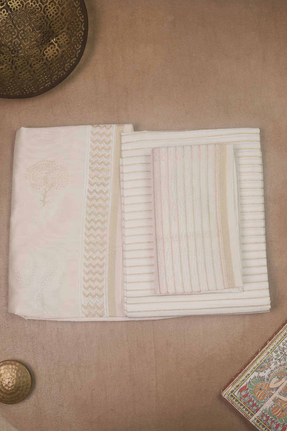 Off-White Chanderi Silk Cotton Suit - Image 2