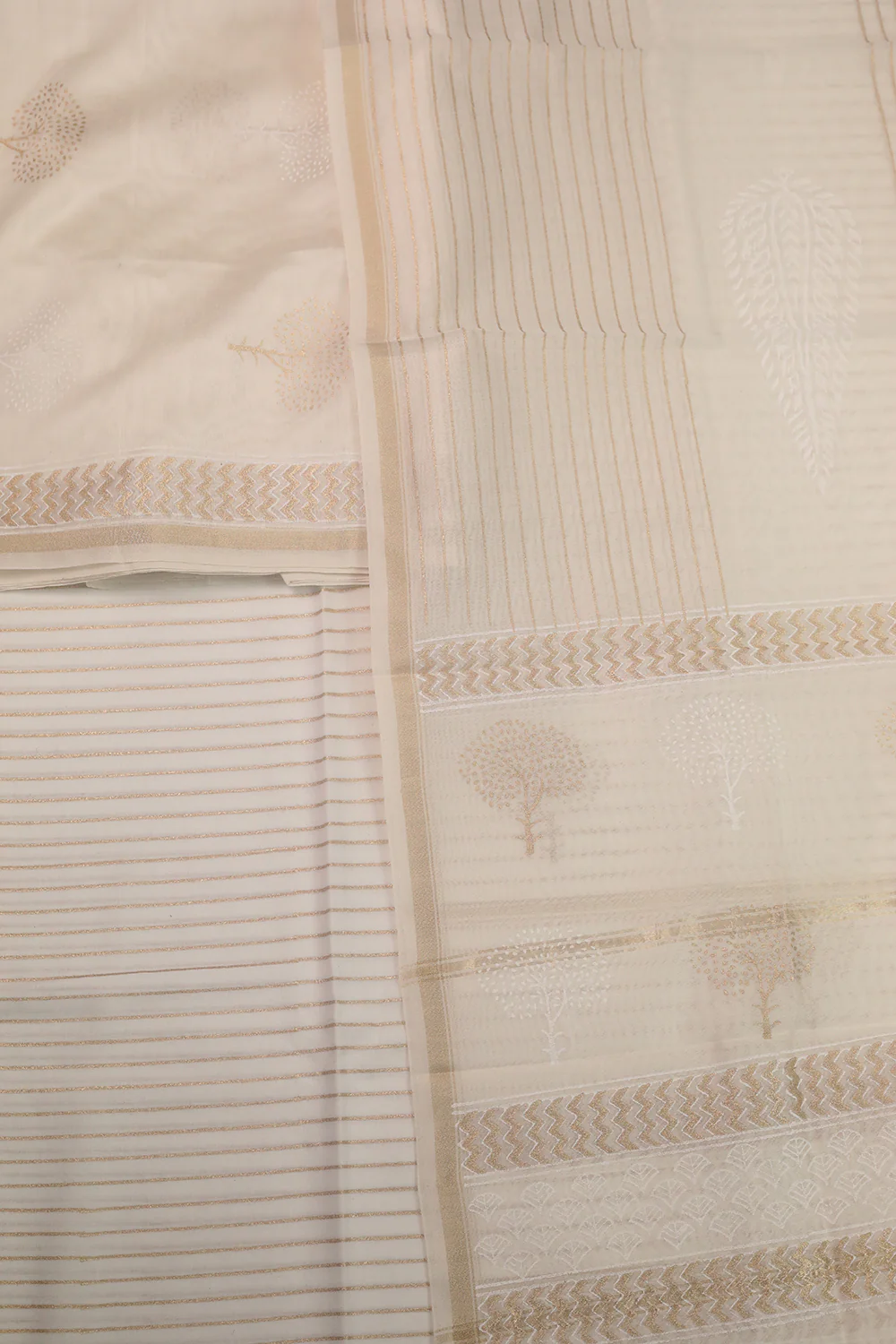 Off-White Chanderi Silk Cotton Suit - Image 3
