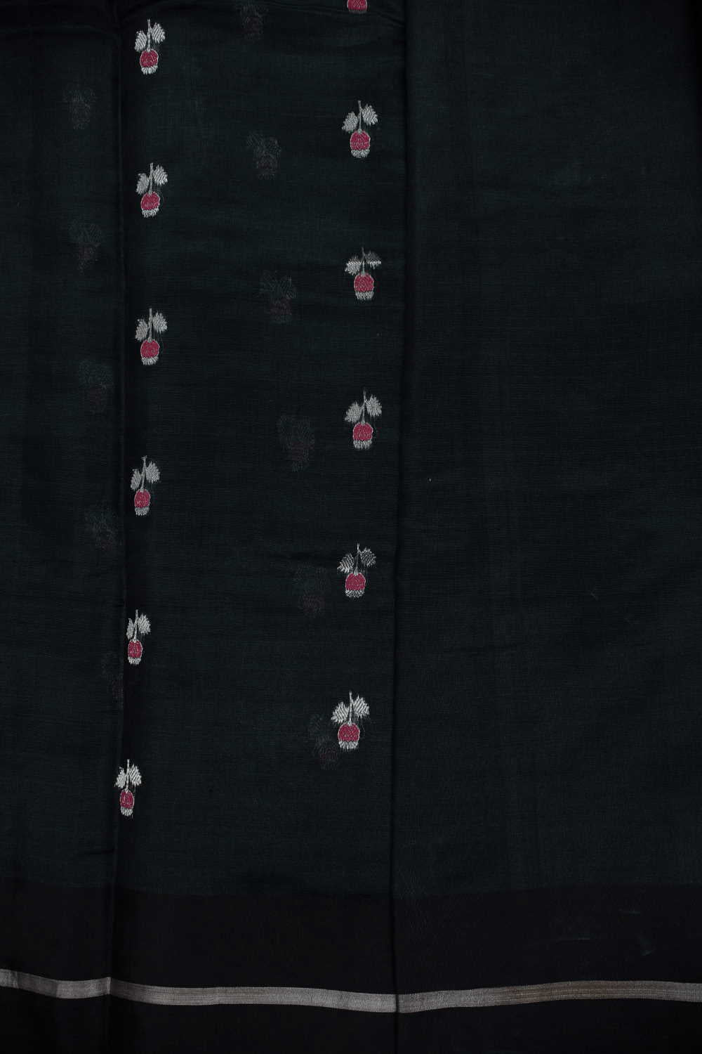 Pleasant Black with Floral Butta Chanderi Silk saree - Image 4