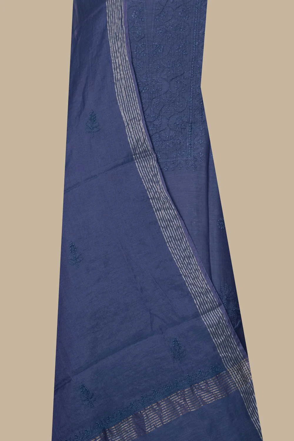 Velvet Purple Chikankari Top and Dupatta - Image 2