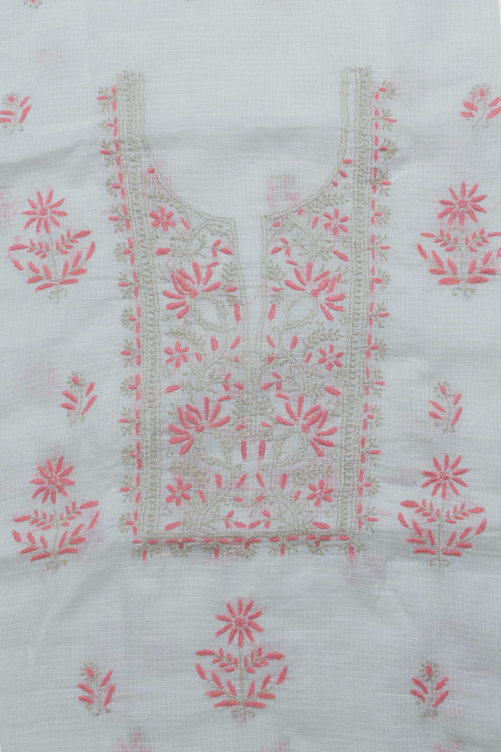Snow Cream Chikankari Kota Cotton Top & Dupatta - Image 4