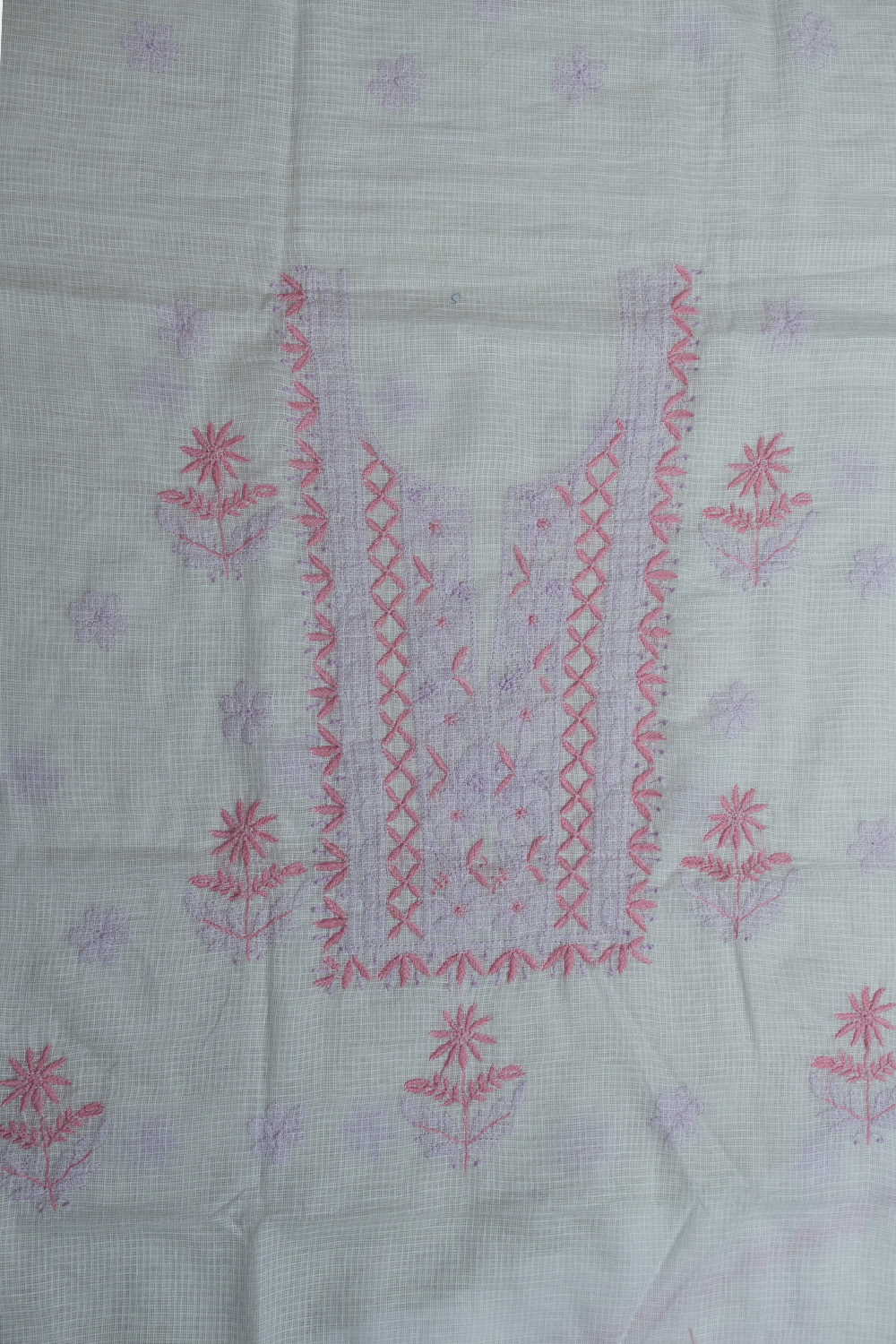 Coconut Cream Chikankari Kota Cotton Top & Dupatta - Image 4