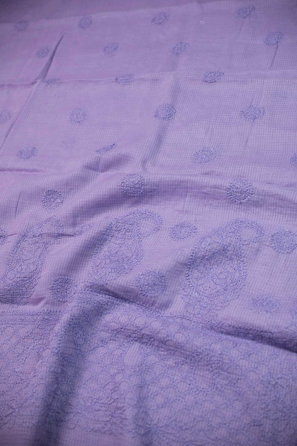 Lilac Purple Chikankari Kota saree - Image 3