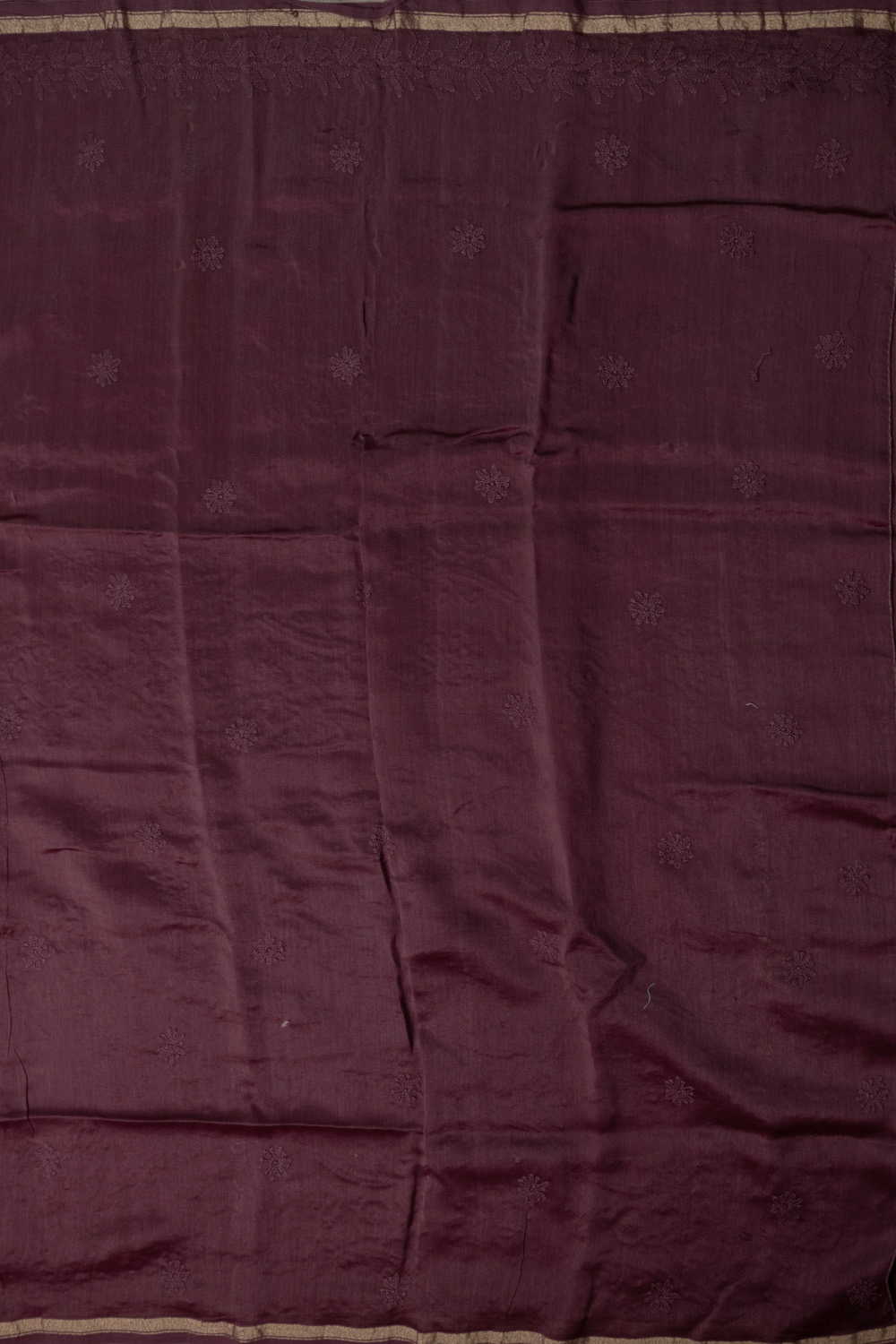 Muted Purple Chikankari Silk Cotton saree - Image 4