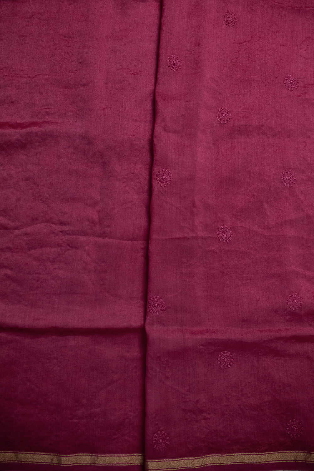Shde of Pink Chikankari Chanderi Silk Cotton saree - Image 4