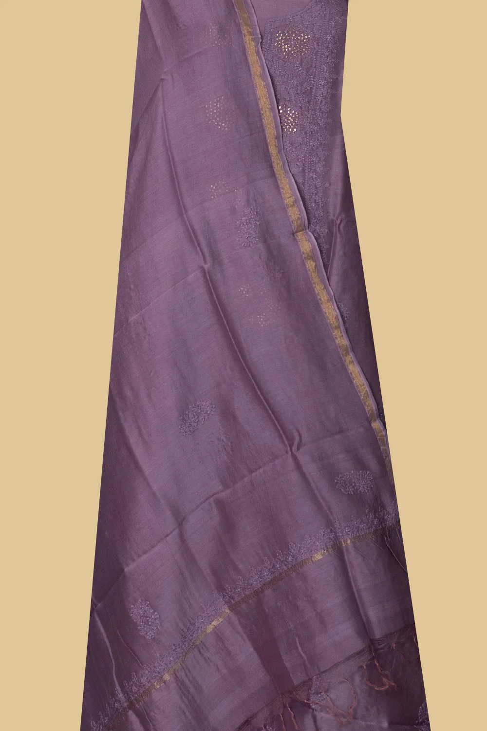 Iris Purple Chanderi Silk Cotton Top and Dupatta - Image 2