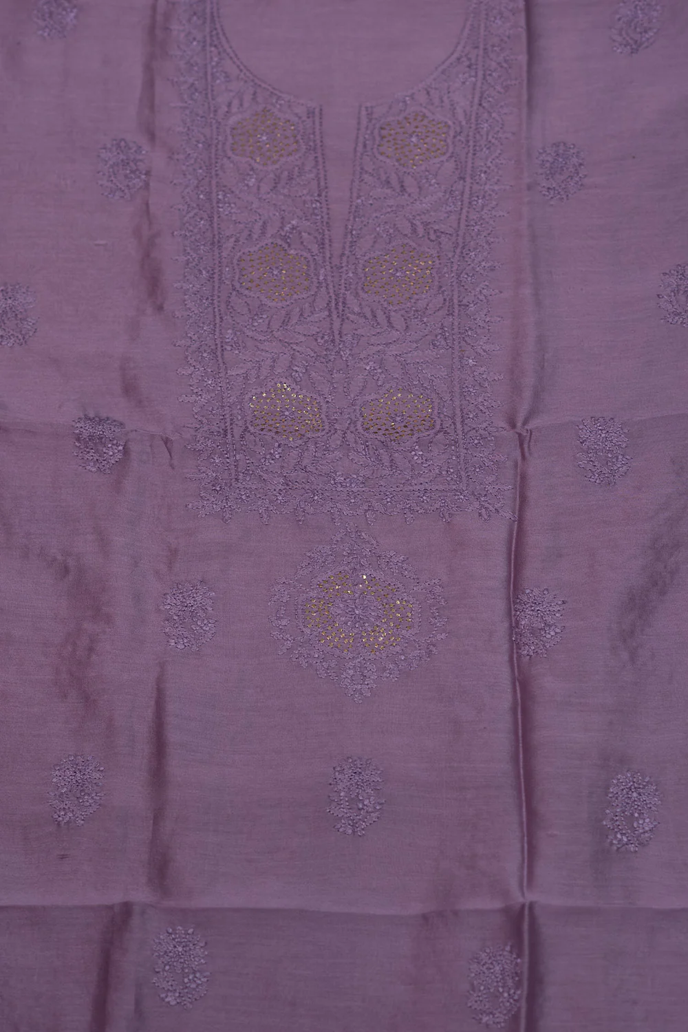 Iris Purple Chanderi Silk Cotton Top and Dupatta - Image 3