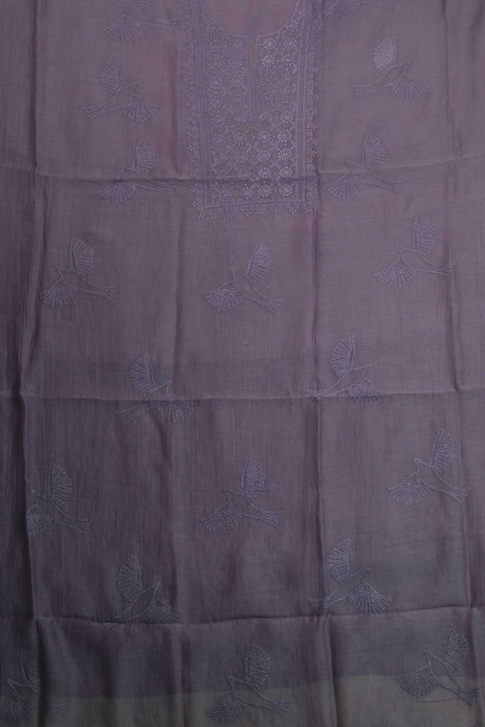 Velvet Purple Chanderi Silk Cotton Top and Dupatta - Image 3