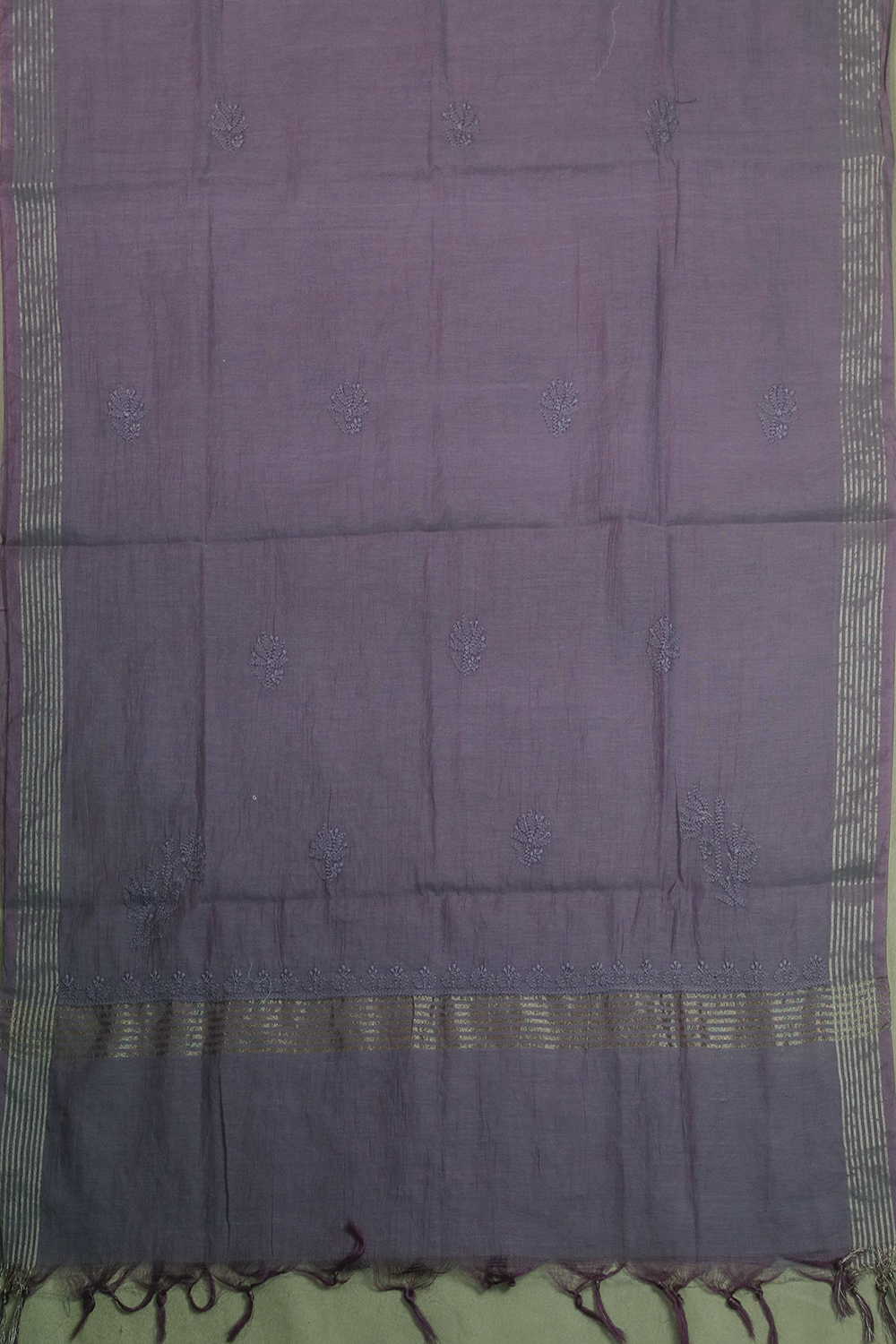Velvet Purple Chanderi Silk Cotton Top and Dupatta - Image 5