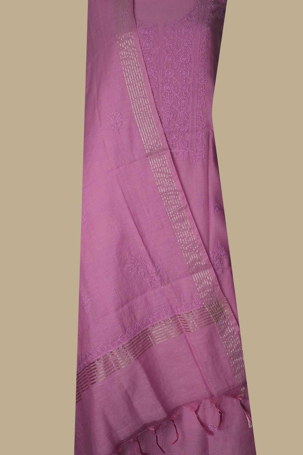 Barbie Pink Chanderi Silk Cotton Top and Dupatta - Image 2