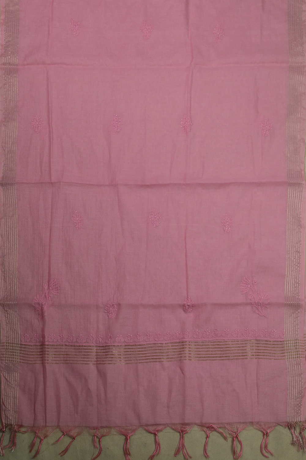 Flamingo Pink Chanderi Silk Cotton Top and Dupatta - Image 5