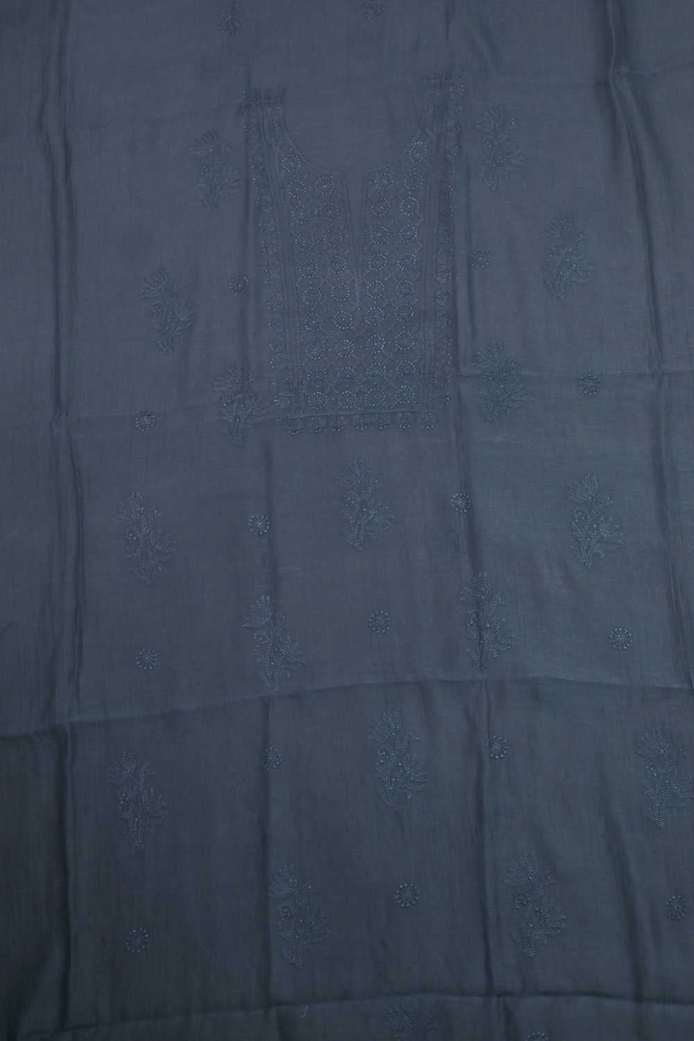 Graphite Grey Chanderi Silk Cotton Top and Dupatta - Image 3