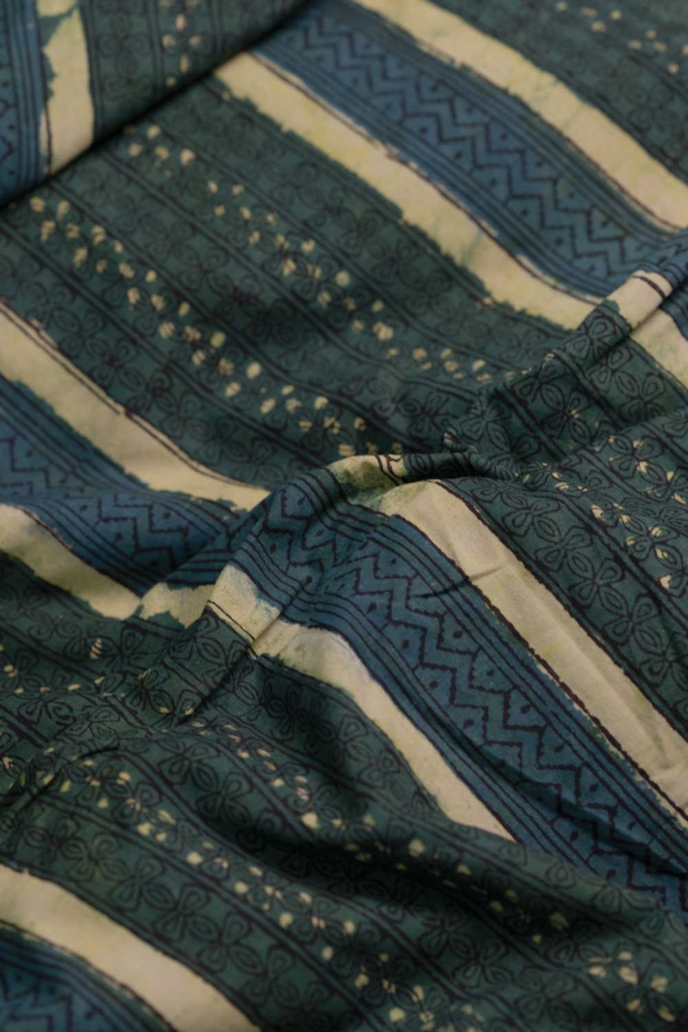 Dark Green Dabu Cotton Fabric - Image 3
