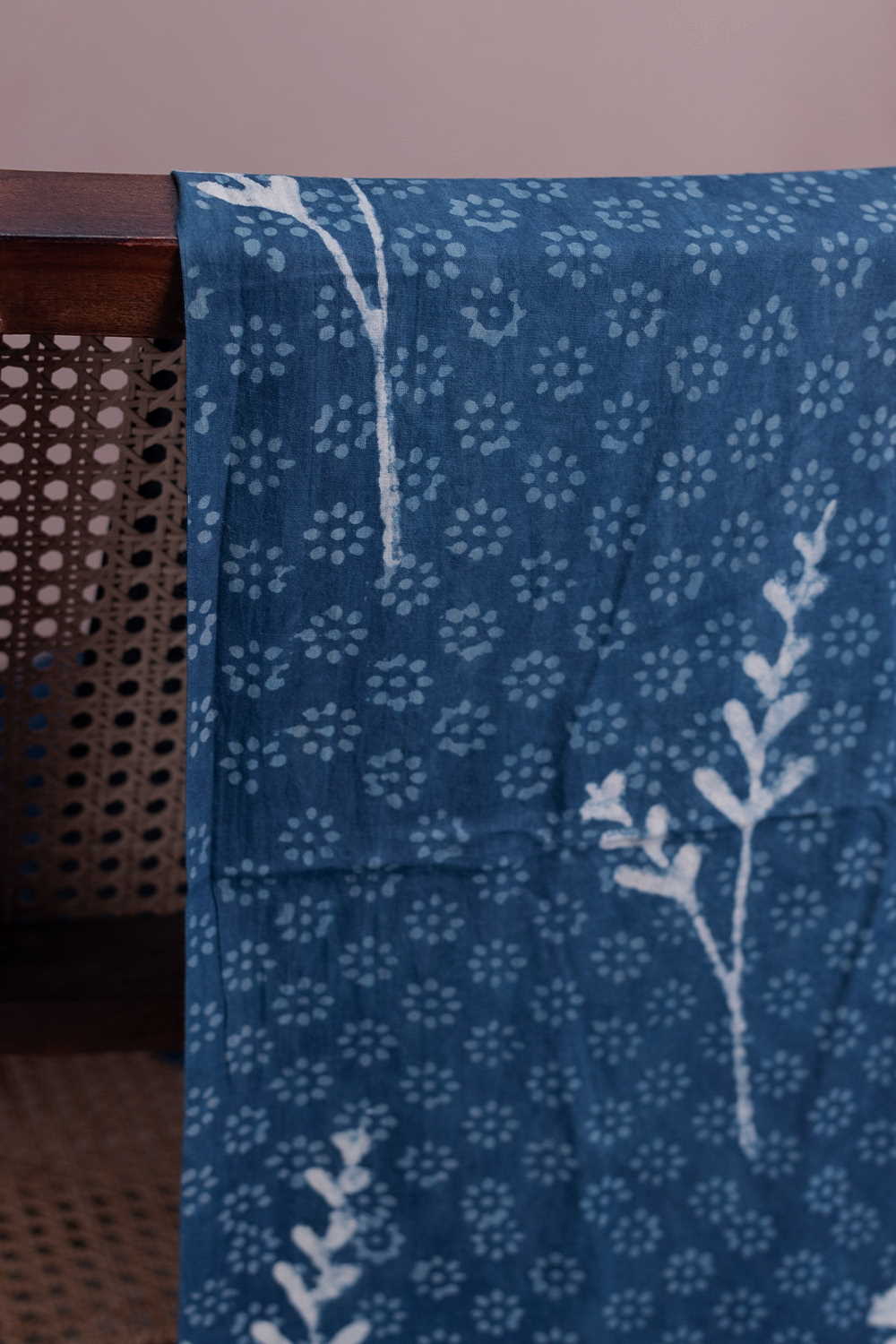 Indigo with Patterns Dabu Cotton Fabric - Image 3