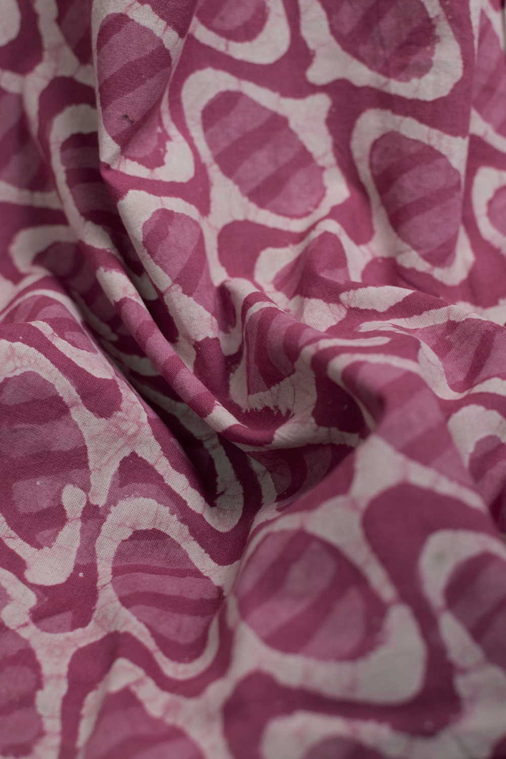 Patterned on Pink Dabu Cotton Fabric - Image 3