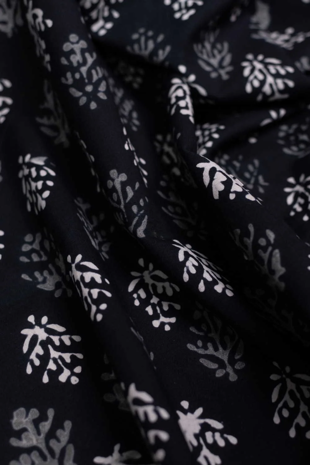 Cream & Grey Motifs Dabu Cotton Fabric - Image 3