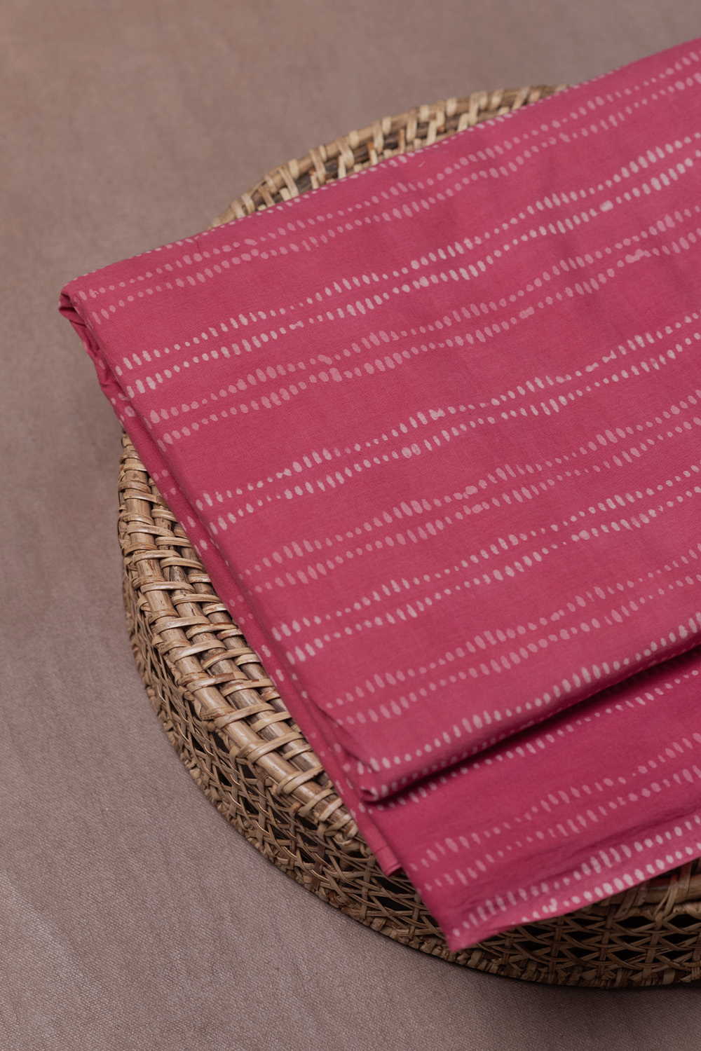 Stripe on Pink Dabu Cotton Fabric