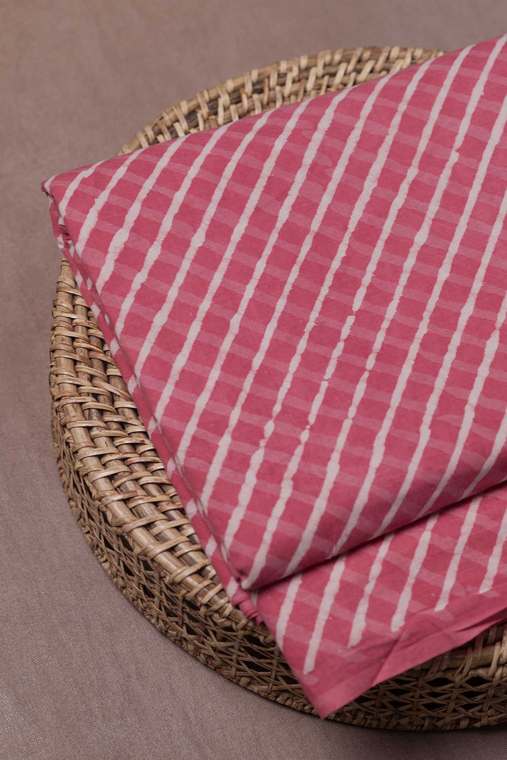 Grid - Pink Dabu Cotton Fabric