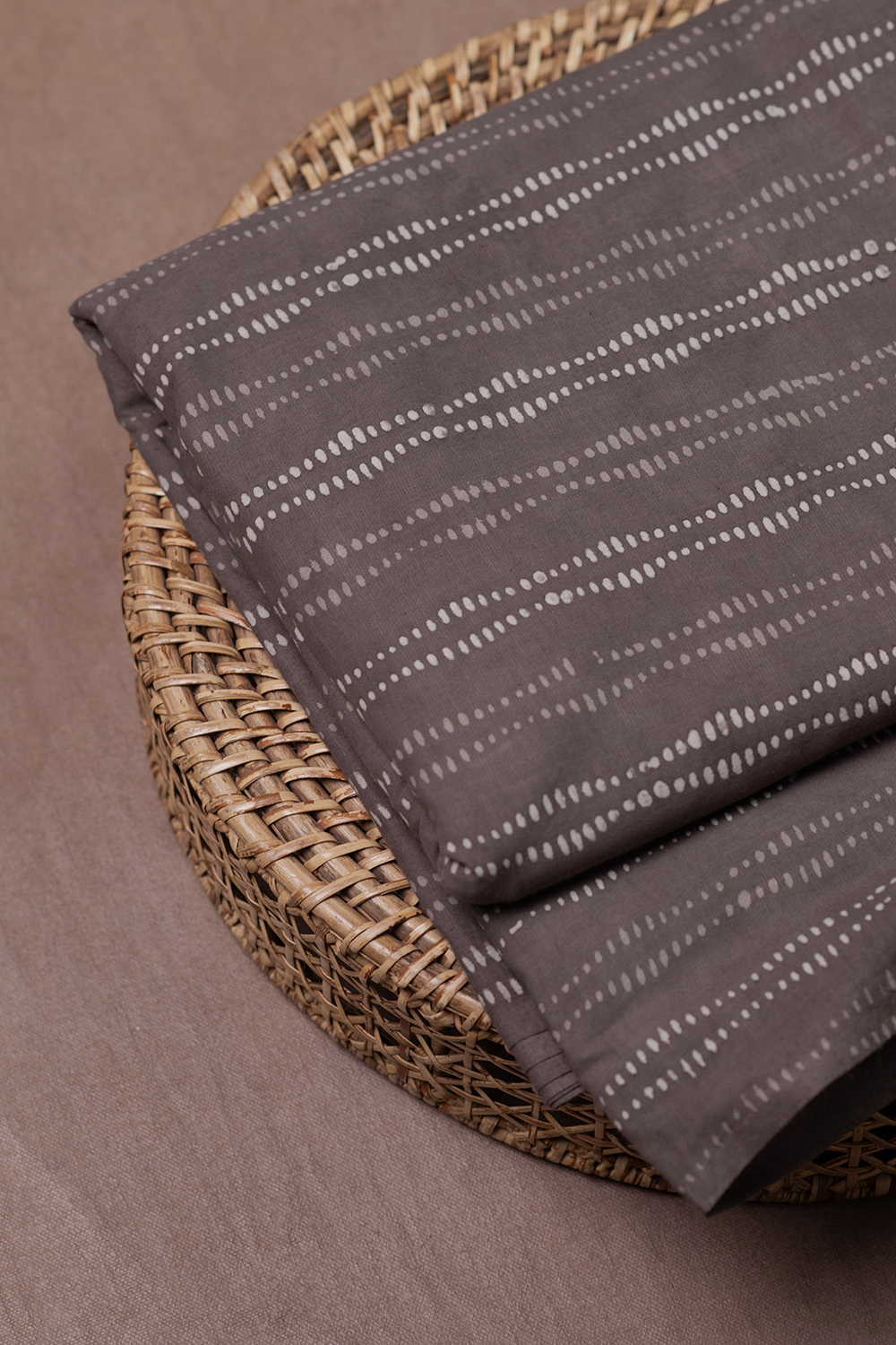 Elephat Grey - Stripe Dabu Cotton Fabric