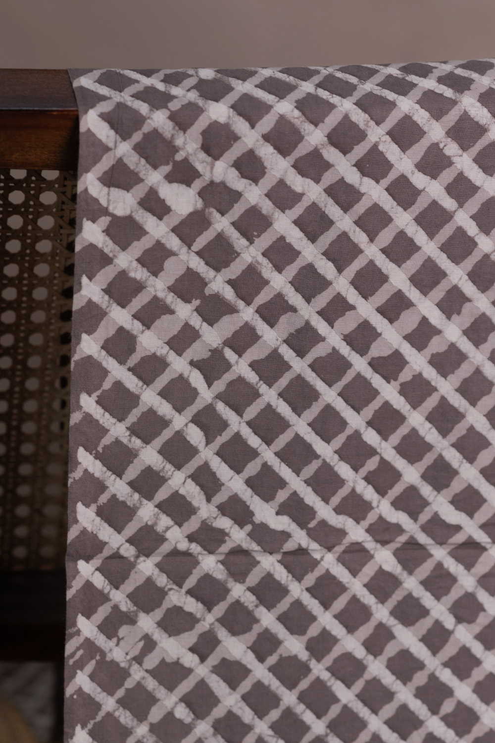 Grid - Grey Dabu Cotton Fabric - Image 2