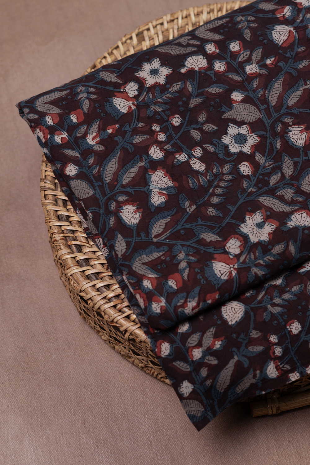 Ditzy Floral - Brown Dabu Cotton Fabric